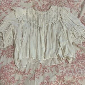 Aritzia Cream Button-Up Blouse